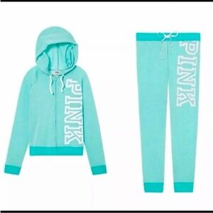 Victoria’s Secret Pink perfect full zip hoodie classic jogger pants VS PINK logo